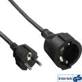 InLine Power extension cable, black, 15m, with child safety
