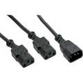 InLine Net Y-kabel,  2x socket, 1x stekker, 1m