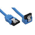 InLine SATA 6Gb/s rondkabel,  blauw, 90gr haaks, met vergrendeling, 0.3m