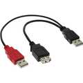 InLine USB 2.0 Y-verbindingskabel,  2x stekker A naar socket A, 0.2m