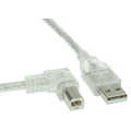 InLine USB 2.0 Kabel, A an B links abgewinkelt, transparent, 5m