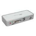 Compact desktop KVM switch USB DVI, 2 port, w/Audio, with 2 sets 1.2m cables
