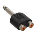 InLine Audio adapter,  6.3mm jack stekker mono naar 2x Tulp contraplug