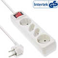 InLine Power strip, white, 4-fold, 2xSchutzkontakt + 2xEuro, 1,5m supply cable, with on/off switch, with child safety