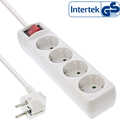 InLine® Socket strip, 4-way earth contact CEE 7/3, with switch, white, 5m