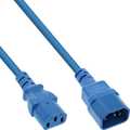 InLine® Power cable extension, C13 to C14, blue, 0.75m