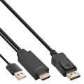 InLine® HDMI to DisplayPort Active Converter Cable, 4K, black/gold, 1m
