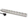 19 inch 8-voudige PDU Belgie Frankrijk  met overspanningsbeveiliging 2m