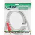 InLine Tulp-/jack kabel,  2x Tulpplug naar 3,5mm jack connector, wit/goud, 3m