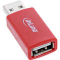 InLine USB data blocker, USB-A plug to USB-A socket adapter, 5 V, 1.5 A