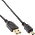 InLine® USB 2.0 Mini Cable, Type A male / mini-B male (5pin), black/gold, 1m