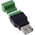 InLine USB-A socket to terminal block, 5-pin, without cable