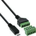 InLine Micro USB plug to terminal block, 5-pin, with cable