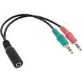 InLine Audio Headset adpter cable, 2x 3.5mm M to 3.5mm F 4pin, CTIA, 0.15m