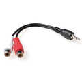 Audio verloopkabel 1x 3,5mm stereo jack male - 2x tulp female (0.15m)