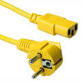 230V aansluitkabel schuko male haaks naar C13, geel, 3x0,75mm2, lengte 1,2m