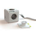 PowerCube Extended, stekkerdoos met USB poorten, 4 sockets, 3m, wit grijs