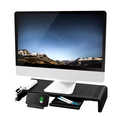 Ergonomic tabletop monitor riser 420â€“520 mm long 2x USB 3.0 1x USB-C
