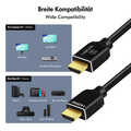 HDMI cable, A/M to A/M, 8K/60 Hz, 48 Gbps, metal, nylon, certified, black, 1 m