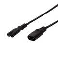 Power cord extension, IEC C8 male to IEC C7 female, 2m, black