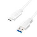 USB 3.2 Gen1 Type-C cable, C/M to USB-A/M, white, 0.15 m