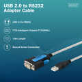 USB to DB9 RS232 cable with FT232RNL Chipset Transparent PVC Jacket, 1.8 m