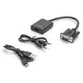 VGA to HDMI Converter + Audio (3.5mm) Full HD (1080p), cable type (15 cm), black