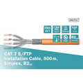 CAT 7 S-FTP installation cable, 1200 MHz B2ca (EN 50575), AWG 23/1, 500 m drum, Sx, orange