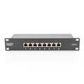 CAT 6, Class E patch panel, shielded, 8-port RJ45 8P8C, LSA, 1U, 254 mm(10