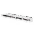 CAT 6A EA patch panel, shielded, 24-port RJ45 dust cover, 8P8C, 0.5U, grey RAL 7035