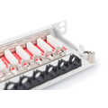 CAT 6A EA patch panel, shielded, 24-port RJ45 dust cover, 8P8C, 0.5U, grey RAL 7035