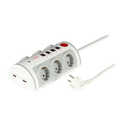 6-way Socket strip with switch, 2xUSB,2xRJ45,2xRJ11