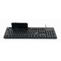 Multimedia keyboard with phone stand, black, US-layout