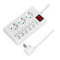 Outlet Strip, 3 safety + 6 euro sockets, w/ switch, white