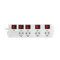 Outlet Strip, 4 safety sockets, w/switch for each socket, white