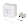 Modular Cat.6A Wall Outlet 2xRJ45 STP, w. backbox, signal white RAL 9003