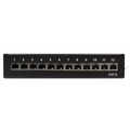 Patch panel Cat.6, 12 ports, desk/wall mountable, black, RAL9005