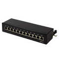 Patch panel Cat.6, 12 ports, desk/wall mountable, black, RAL9005