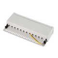 Patch panel Cat.6, 12 ports, desk/wall mountable, light grey, RAL7035