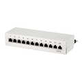 Patch panel Cat.6, 12 ports, desk/wall mountable, light grey, RAL7035