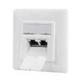 Cat.6A Wall Outlet 2xRJ45 STP, vertical, signal white Ral9003