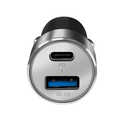 USB car charger, 1x USB-C PD, 1x USB-A QC, 36 W