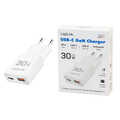 USB Wall Charger, GaN, 2port, USB-AF & USB-CF, PD 30W, slim, white