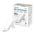 USB-A/C charger, 65 W, GaN, 2-port, 1x USB-A (QC), 1x USB-C (PD), Slim Version, White