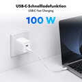 USB-C charger, 100 W, GaN, 2-port, 2x USB-C (PD), White