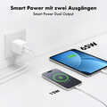 USB-C charger, 100 W, GaN, 2-port, 2x USB-C (PD), White
