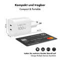 USB-C charger, 100 W, GaN, 2-port, 2x USB-C (PD), White