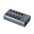 USB 3.2 Gen 1 hub 4 port 1x Fast Charging port, on off switch