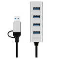 USB 3.1  Hub, 4-port, USB-A+C, aluminum, grey