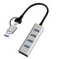 USB 3.1  Hub, 4-port, USB-A+C, aluminum, grey
